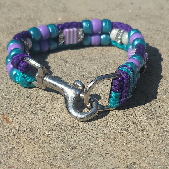 Custom Handmade Beaded Bling Dog Collar Charlotte Hornets - Picture 3 of 3